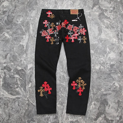 Black Chrome Heart Jeans