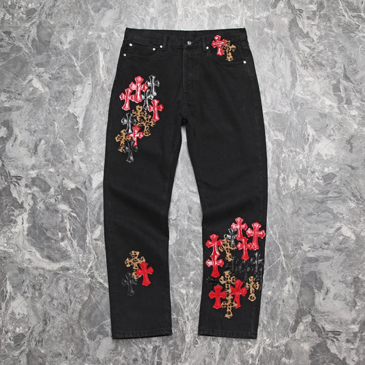 Black Chrome Heart Jeans